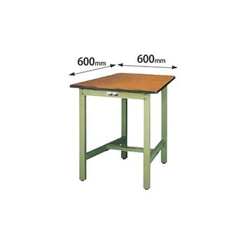 ワークテーブル300 固定式 幅600 奥行600 木目ポリエステル天板 グリーン
