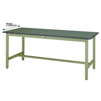 ワークテーブル300 固定式 幅1800 奥行750 塩ビシート天板 グリーン