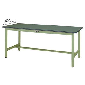 ワークテーブル300 固定式 幅1800 奥行600 塩ビシート天板 グリーン