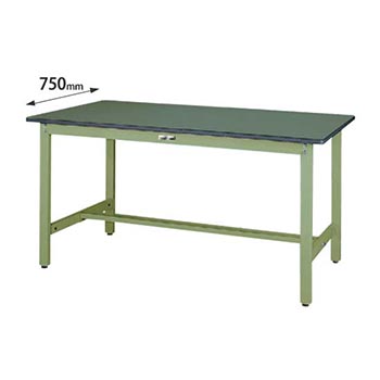 ワークテーブル300 固定式 幅1500 奥行750 塩ビシート天板 グリーン