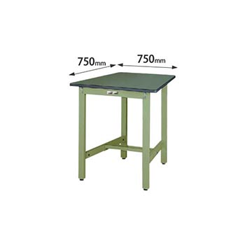 ワークテーブル300 固定式 幅750 奥行750 塩ビシート天板 グリーン
