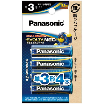 PANASONIC LR6NJ/4B アルカリ乾電池 エボルタNEO エシカルパッケージ 単3形 4本パック