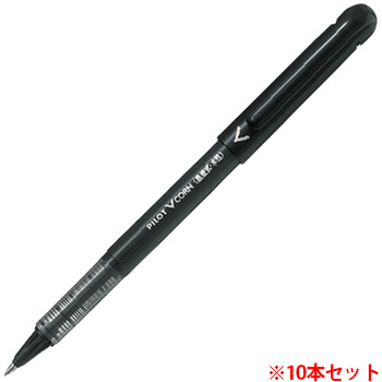 パイロット LVE-10EF-B 水性ボールペン Vコーン 10本セット 極細0.5mm ブラック
