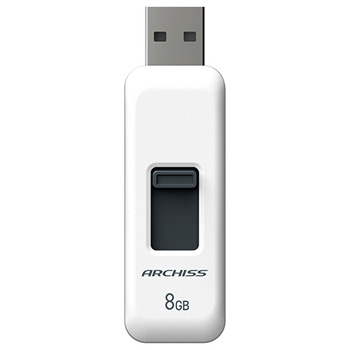 アーキス AS-008GU2-PSW USB2.0 スライド式フラッシュメモリ 8GB ホワイト
