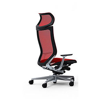 アトラス EXハイバックランバー付 座メッシュ レッド ポリッシュフレーム BKボディ