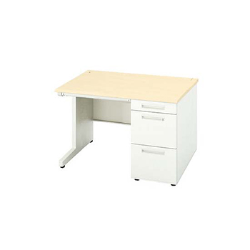 片袖デスク 幅1100×奥行800mm 本体：ホワイト 天板：シルクウッド