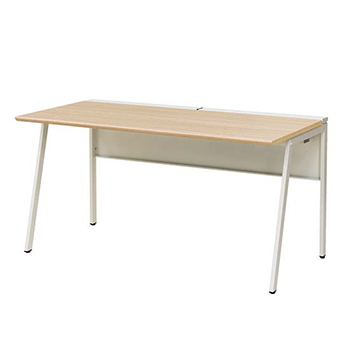 ワークデスク 幅1400×奥行700 ホワイトフレーム 天板サンドオーク