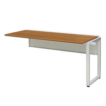 ワークデスク増連 幅1400×奥行700 ホワイトフレーム 天板ミディアムウォールナット