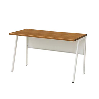 ワークデスク 幅1200×奥行600 ホワイトフレーム 天板ミディアムウォールナット