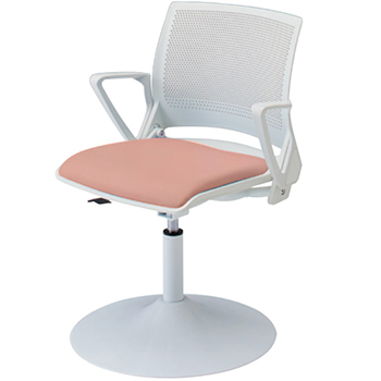 クリール採血チェア 肘付 丸ベース ローズ