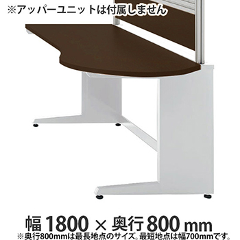 診察右ラウンドデスク プリティッシュベーシック 幅1800 奥行き800 PWダーク