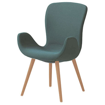 オカムラ MG11WG-FRU5 フロックス ハイバックチェア 木脚ナチュラルオーク脚 リネットDグリーン