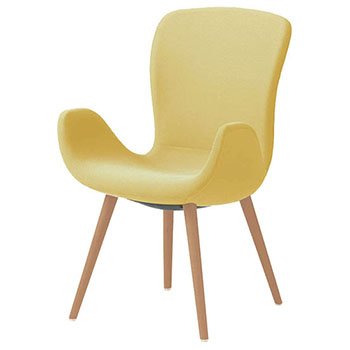 オカムラ MG11WG-FRU8 フロックス ハイバックチェア 木脚ナチュラルオーク脚 リネットイエロー