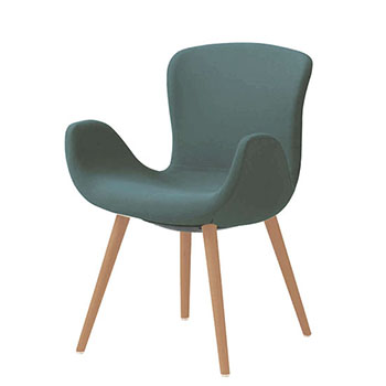 オカムラ MG12WG-FRU5 フロックス ミドルバックチェア 木脚ナチュラルオーク脚 リネットDグリーン