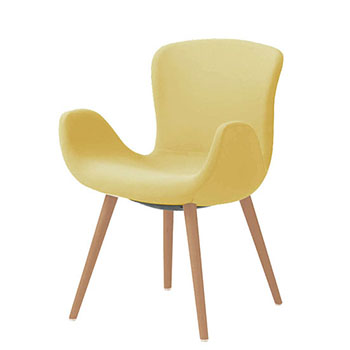 オカムラ MG12WG-FRU8 フロックス ミドルバックチェア 木脚ナチュラルオーク脚 リネットイエロー