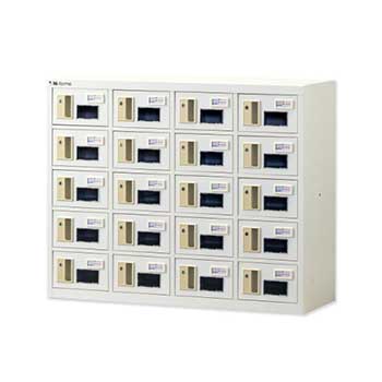 N-FORME 貴重品ロッカー窓付 4列5段20人用 シリンダー錠 ホワイト