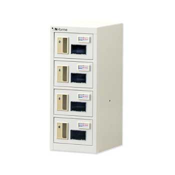 N-FORME 貴重品ロッカー窓付 1列4段4人用 シリンダー錠 ホワイト