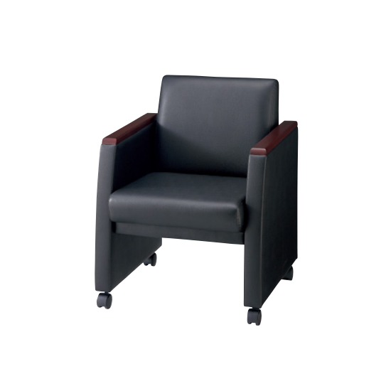 応接ミーティングチェアー ビニールレザー張りブラック 背ロッキング機構