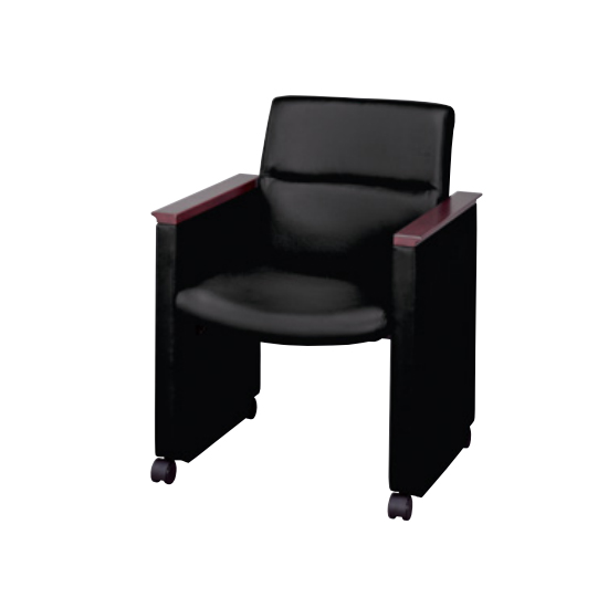 応接ミーティングチェアー ビニールレザー張りブラック 背ロッキング機構