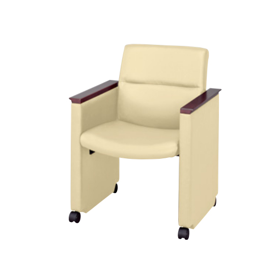 応接ミーティングチェアー ビニールレザー張りクリーム 背ロッキング機構