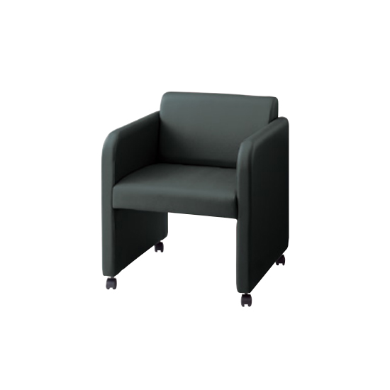 応接ミーティングチェアー ウレタンレザー張りブラック