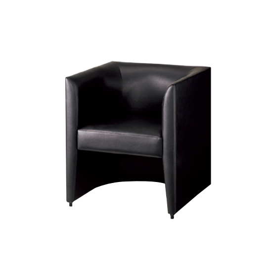 ラウンジチェアー ビニールレザー張りブラック