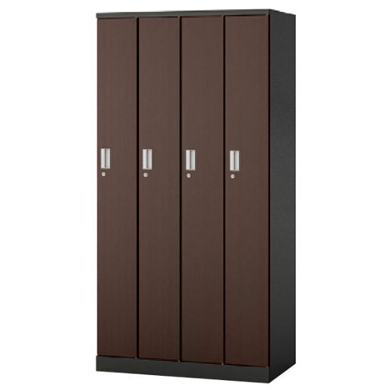 4人用ロッカー 3点ロック 内筒交換錠 ダークウォールナット