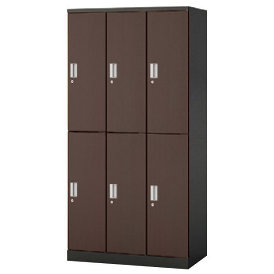 6人用ロッカー 3点ロック 内筒交換錠 ダークウォールナット