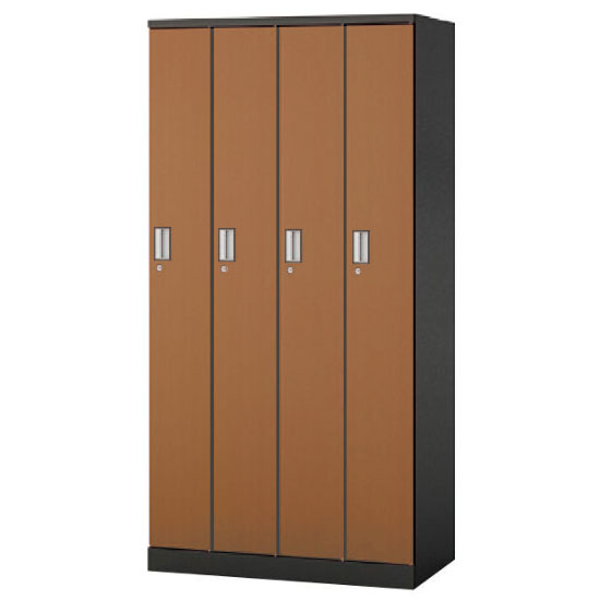 4人用ロッカー 3点ロック 内筒交換錠 チーク