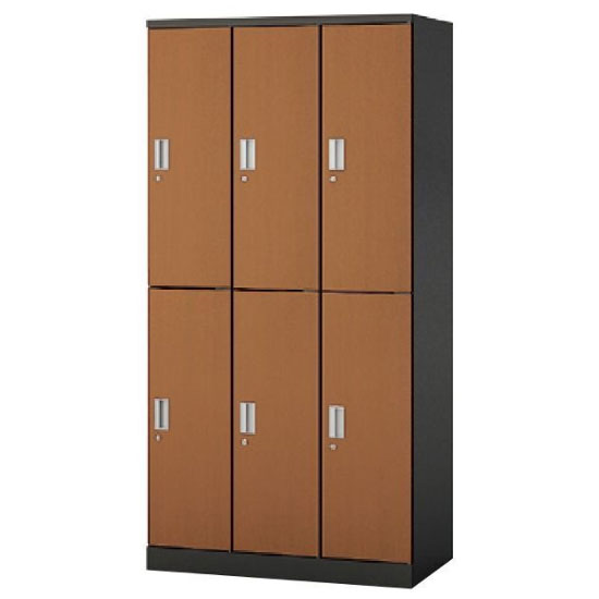 6人用ロッカー 3点ロック 内筒交換錠 チーク