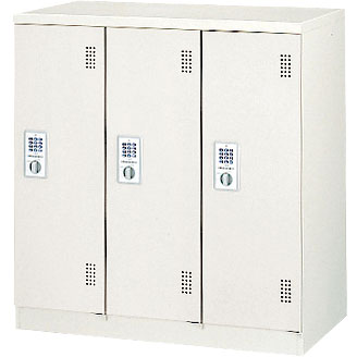 3人用(3列1段) スチールロッカー 幅900 奥行515 高さ952 テンキー アイボリー