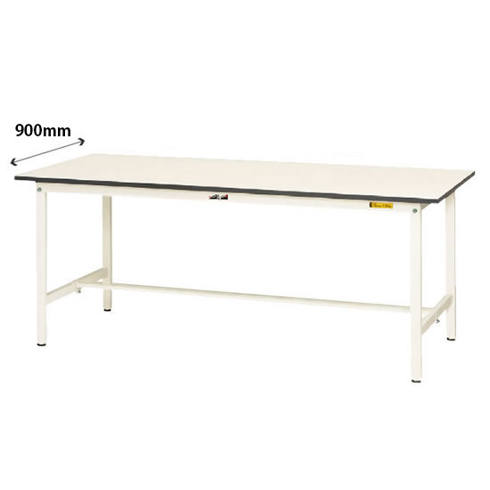 ワークテーブル 150シリーズ 固定式 幅1800 奥行900 ポリウレタンエンボスシート天板 ホワイト