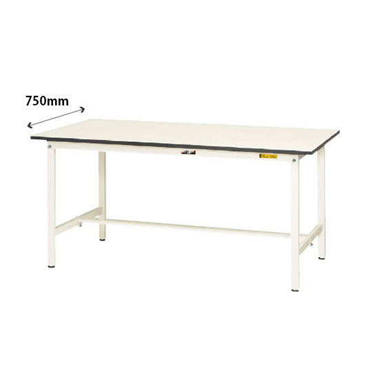ワークテーブル150 固定式 幅1500 奥行750 低圧メラミン化粧板 ホワイト