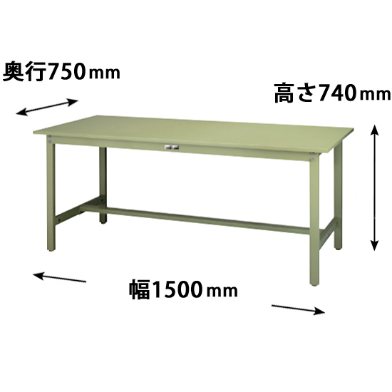 SWS-1575-GG 山金工業 ワークテーブル300 固定式 幅1500 奥行750 