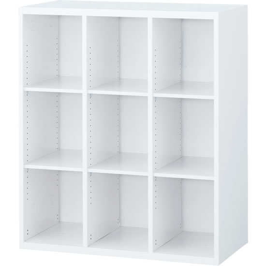 クウォール システム収納庫 オープン書庫3列 上下兼用 幅900 高さ1050 ホワイト