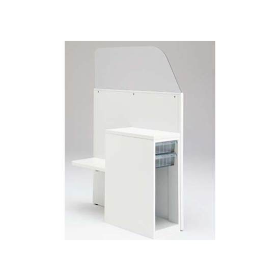 採血ブース 右置き用 深型クリスタル+オープン ホワイト天板