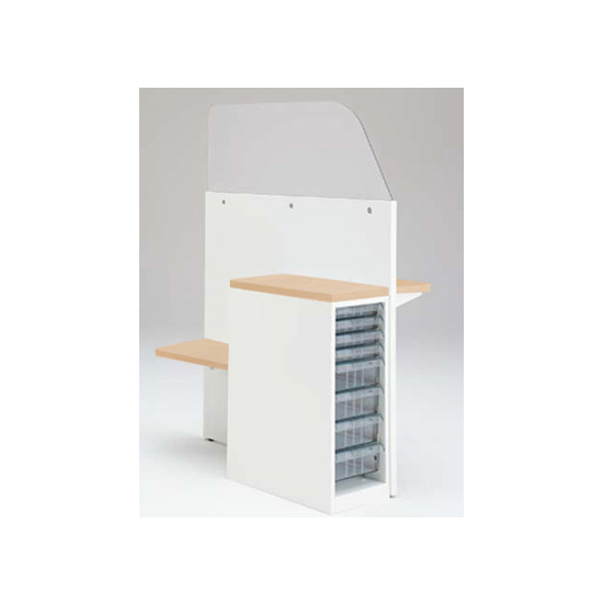 採血ブース 右置き用サブテーブル付 コンビクリスタル ネオウッドライト天板