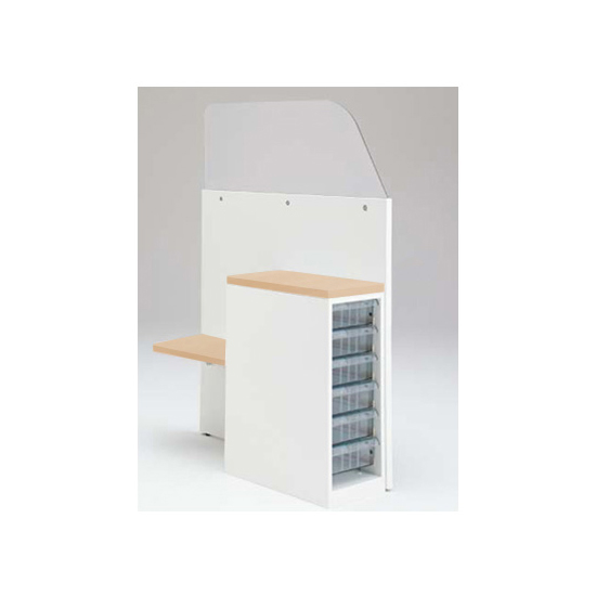 採血ブース 右置き用 深型クリスタル ネオウッドライト天板