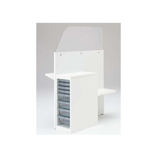 採血ブース 左置き用サブテーブル付 コンビクリスタル ホワイト天板