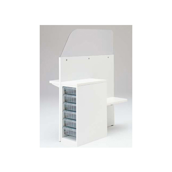採血ブース 左置き用サブテーブル付 深型クリスタル ホワイト天板