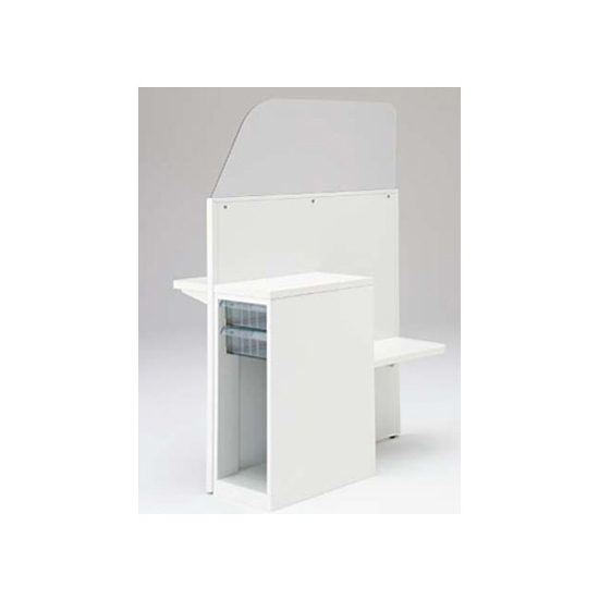 採血ブース 左置き用サブテーブル付 深型クリスタル+オープン ホワイト天板
