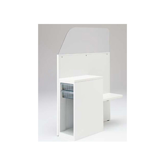 採血ブース 左置き用 深型クリスタル+オープン ホワイト天板