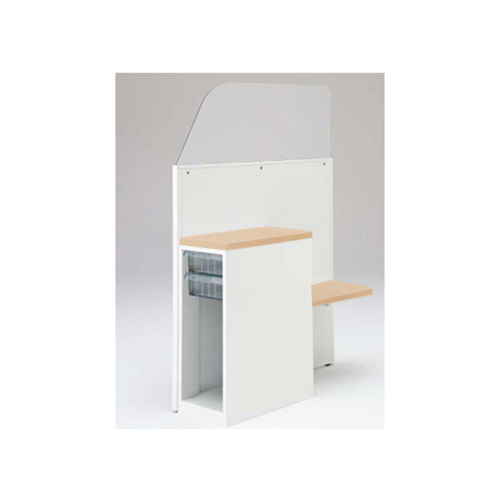 採血ブース 左置き用 深型クリスタル+オープン ネオウッドライト天板