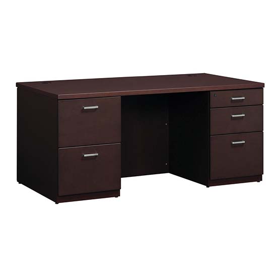 両袖デスク 幅1600 ダークオーク