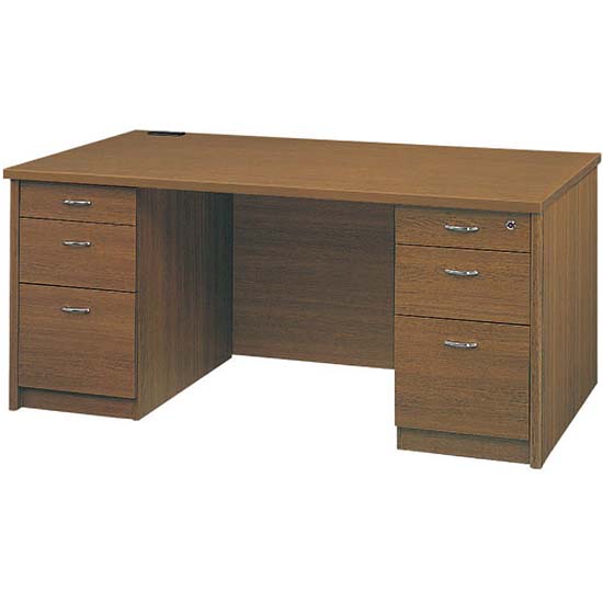 両袖デスク シリンダー錠 ミディアムオーク