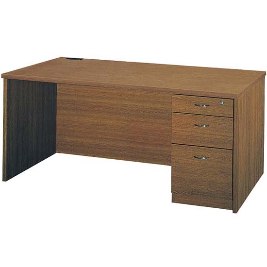 片袖デスク シリンダー錠 ミディアムオーク