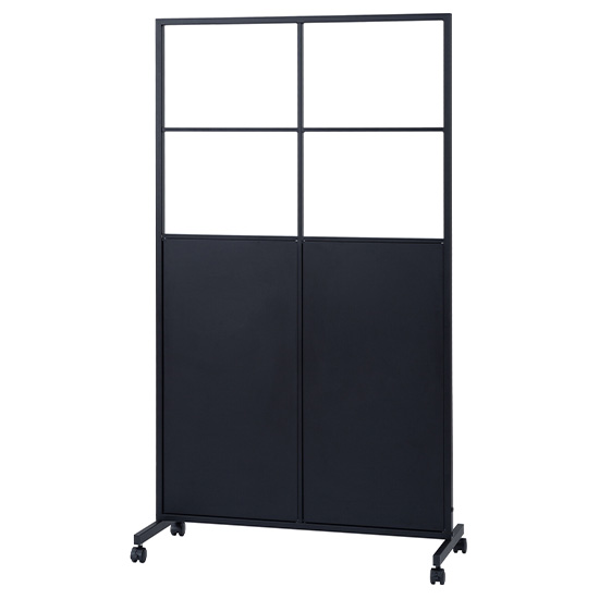 キャスター付きスチールパーティション ブラック 高さ1600