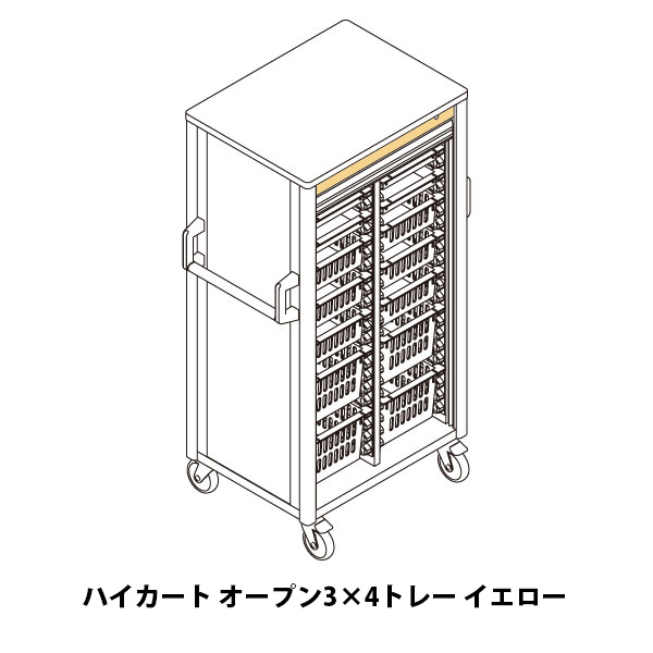 リレイト搬送ハイカート オープン3×4トレー イエロー