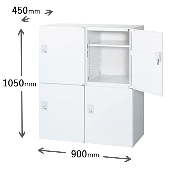 2列2段パーソナルボックス 自動施錠ボタン錠 ホワイト