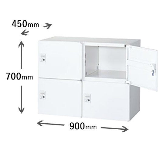 2列2段パーソナルボックス ダイヤル錠 ホワイト